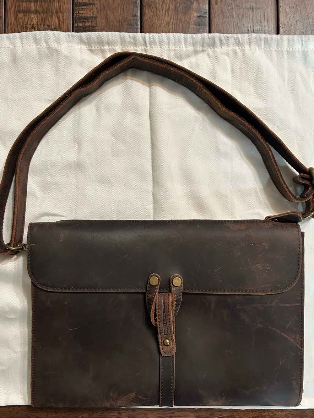 Leather Crossbody Bag in Dark Brown - Classic Women's Shoulder Bag - Picture 10 of 11